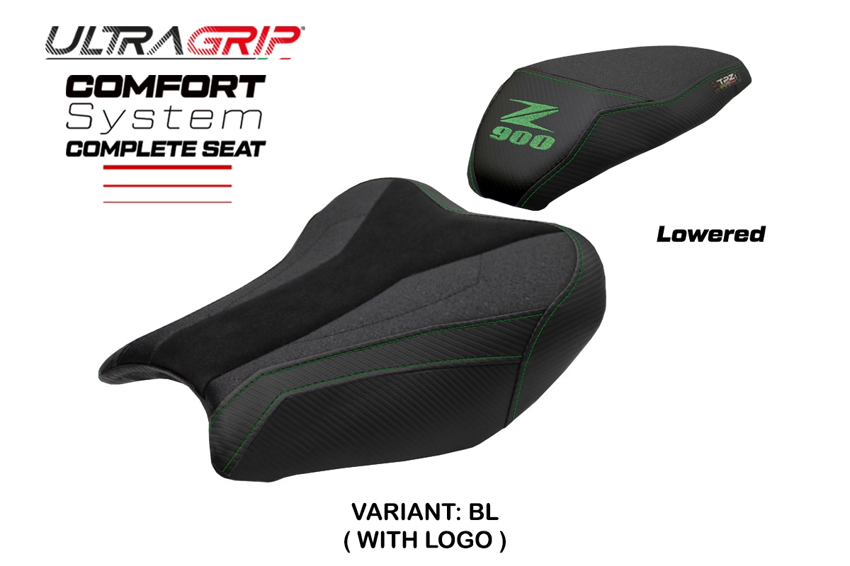 TPZ Liaka Low Ultragrip Comfort Black Saddle Logo Kawasaki Z900 2017-2024