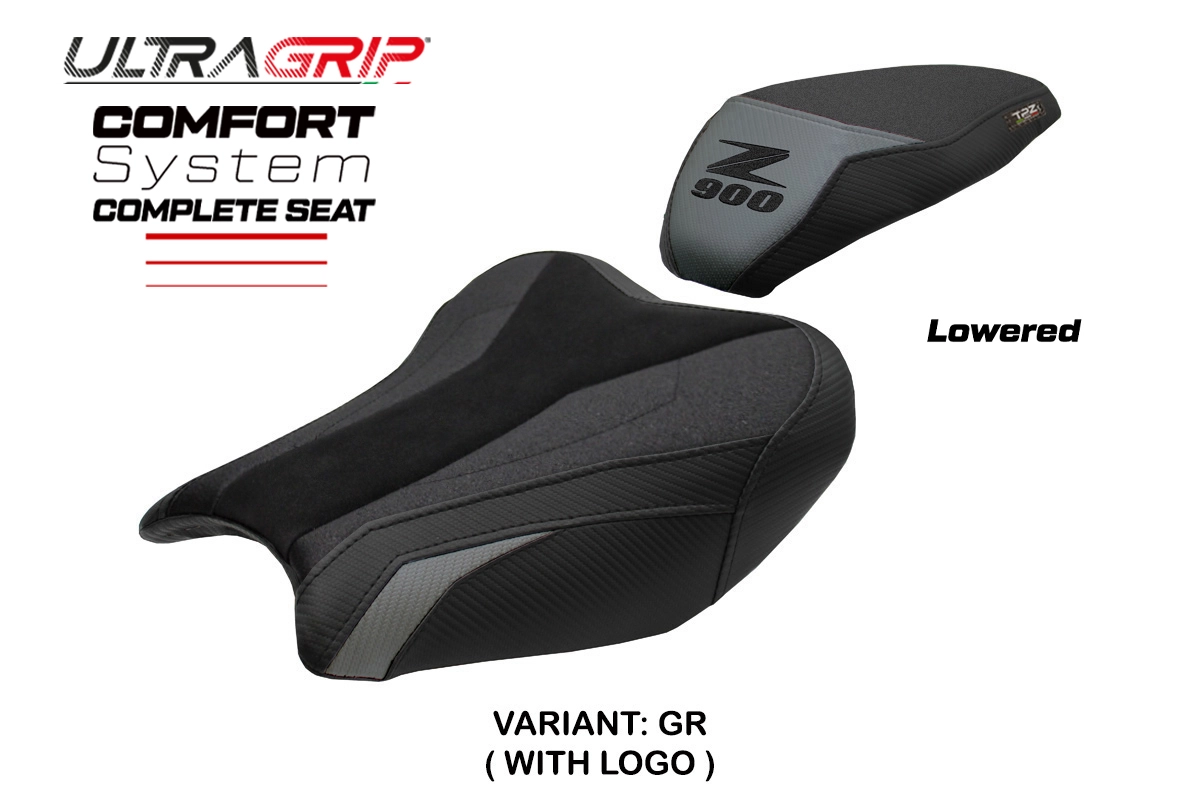 TPZ Liaka Low Ultragrip Comfort Grey Saddle Logo Kawasaki Z900 2017-2024