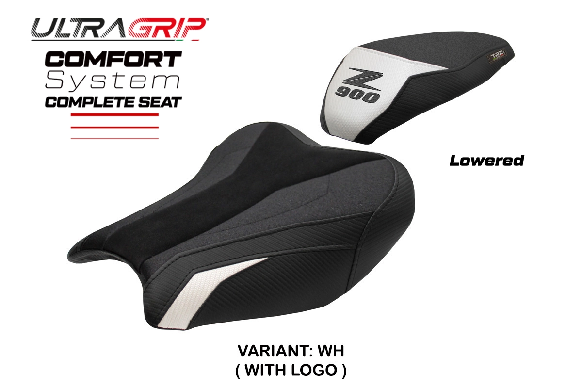 TPZ Liaka Low Ultragrip Comfort White Saddle Logo Kawasaki Z900 2017-2024