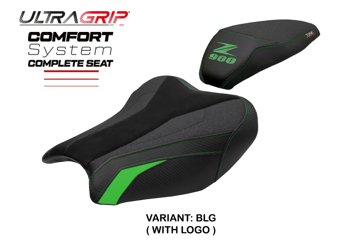TPZ Liaka Ultragrip Comfort Black-Verde Saddle Logo Kawasaki Z900 2017-2024