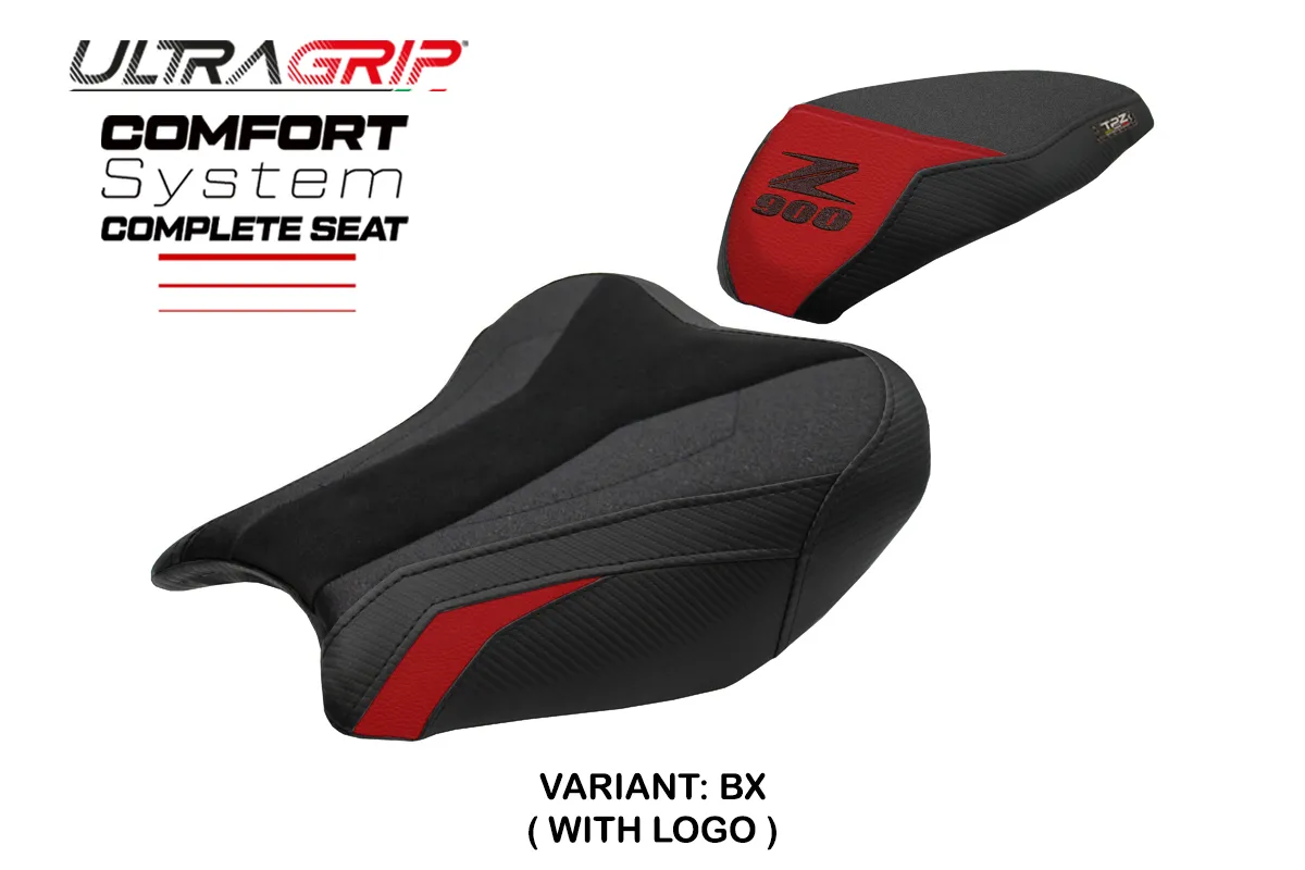 TPZ Liaka Ultragrip Comfort Bordeaux Saddle Logo Kawasaki Z900 2017-2024