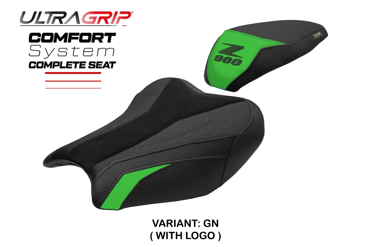 TPZ Liaka Ultragrip Comfort green Saddle Logo Kawasaki Z900 2017-2024