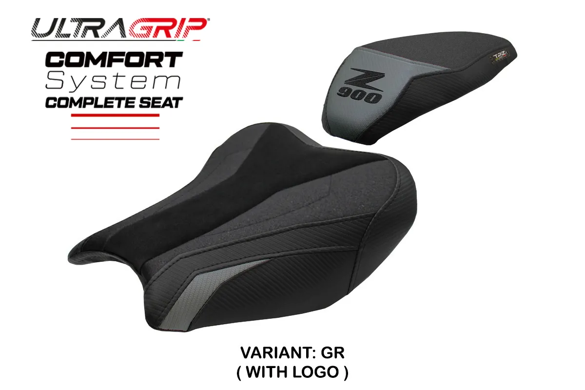 TPZ Liaka Ultragrip Comfort Grey Saddle Logo Kawasaki Z900 2017-2024