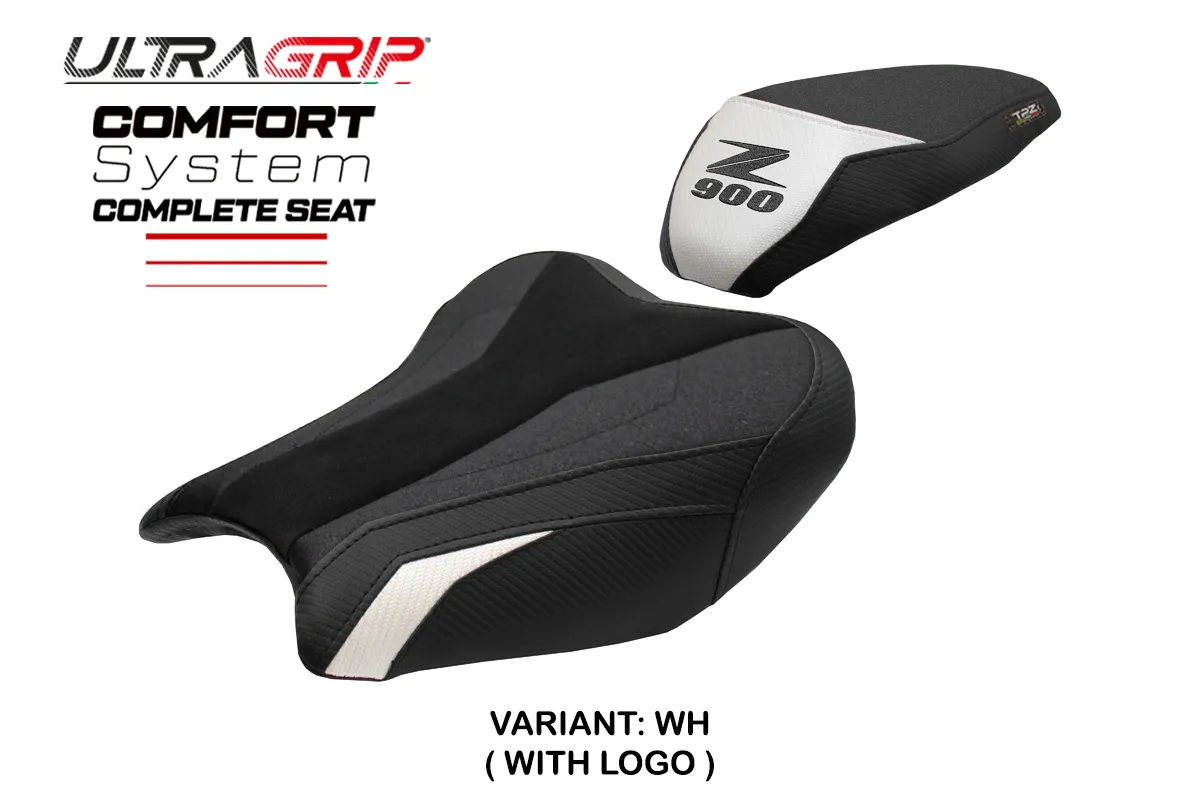 TPZ Liaka Ultragrip Comfort White Saddle Logo Kawasaki Z900 2017-2024