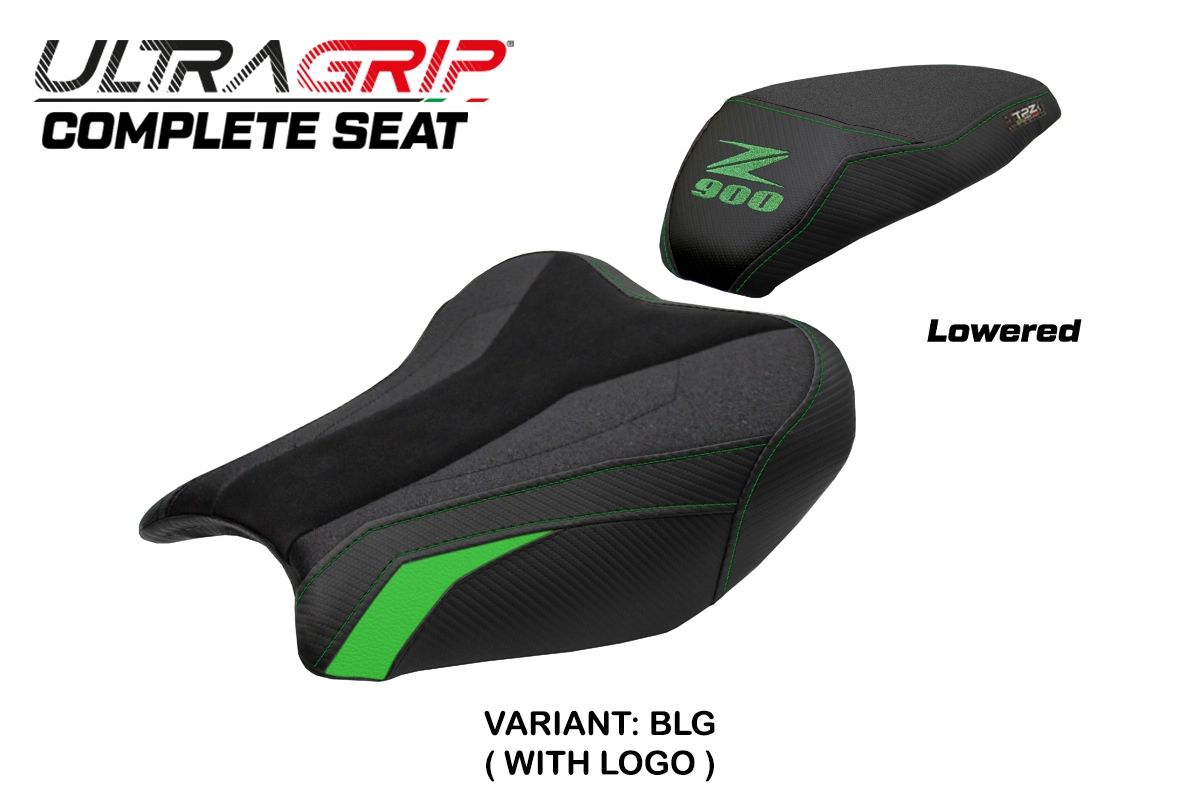 TPZ Liaka Low Ultragrip Black-Verde Saddle Logo Kawasaki Z900 2017-2024