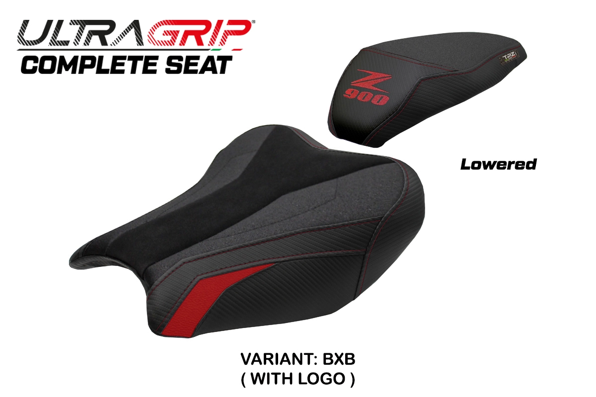 TPZ Liaka Low Ultragrip Bordeaux-Black Saddle Logo Kawasaki Z900 2017-2024