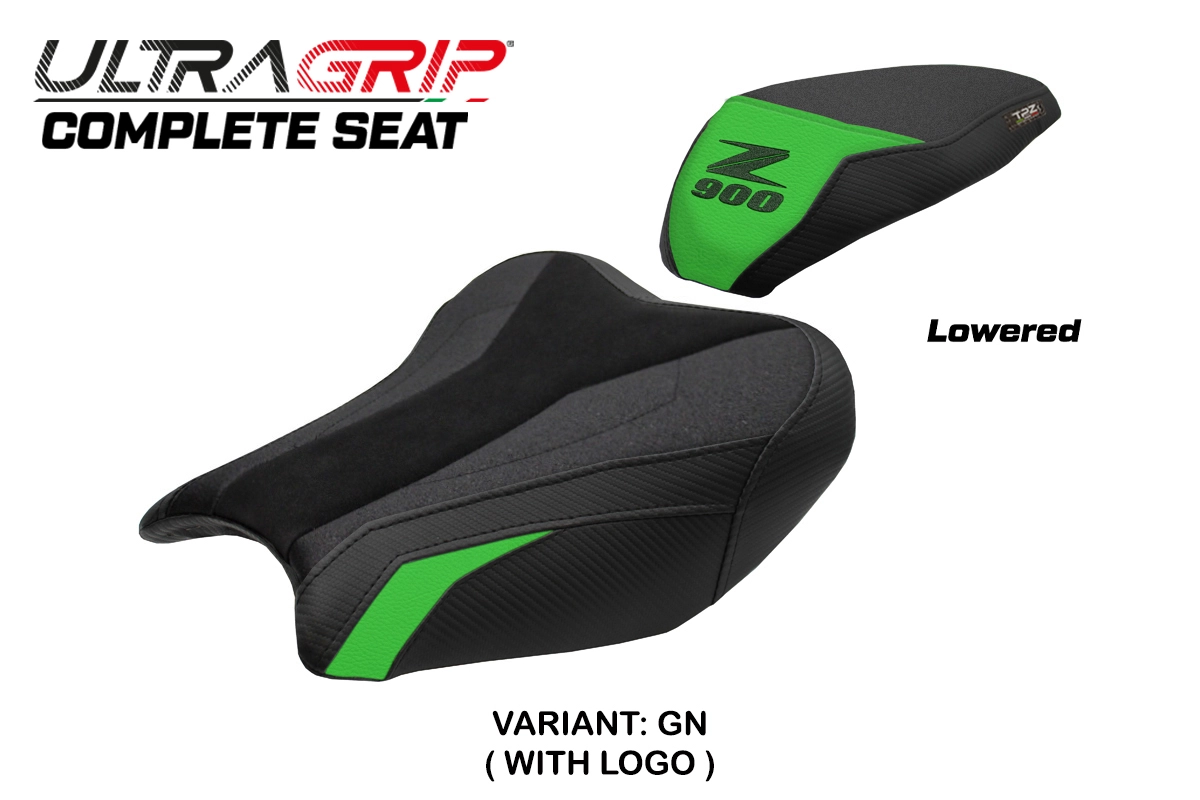 TPZ Liaka Low Ultragrip green Saddle Logo Kawasaki Z900 2017-2024
