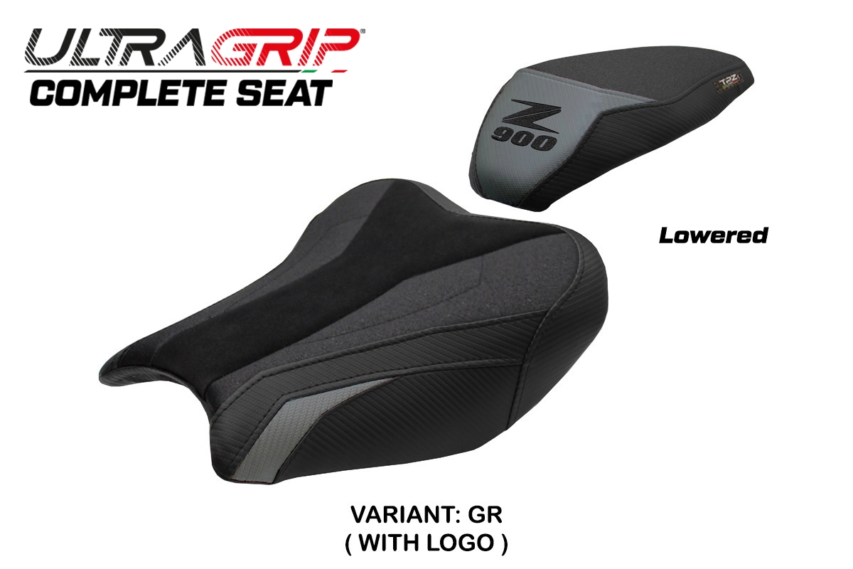 TPZ Liaka Low Ultragrip Grey Saddle Logo Kawasaki Z900 2017-2024