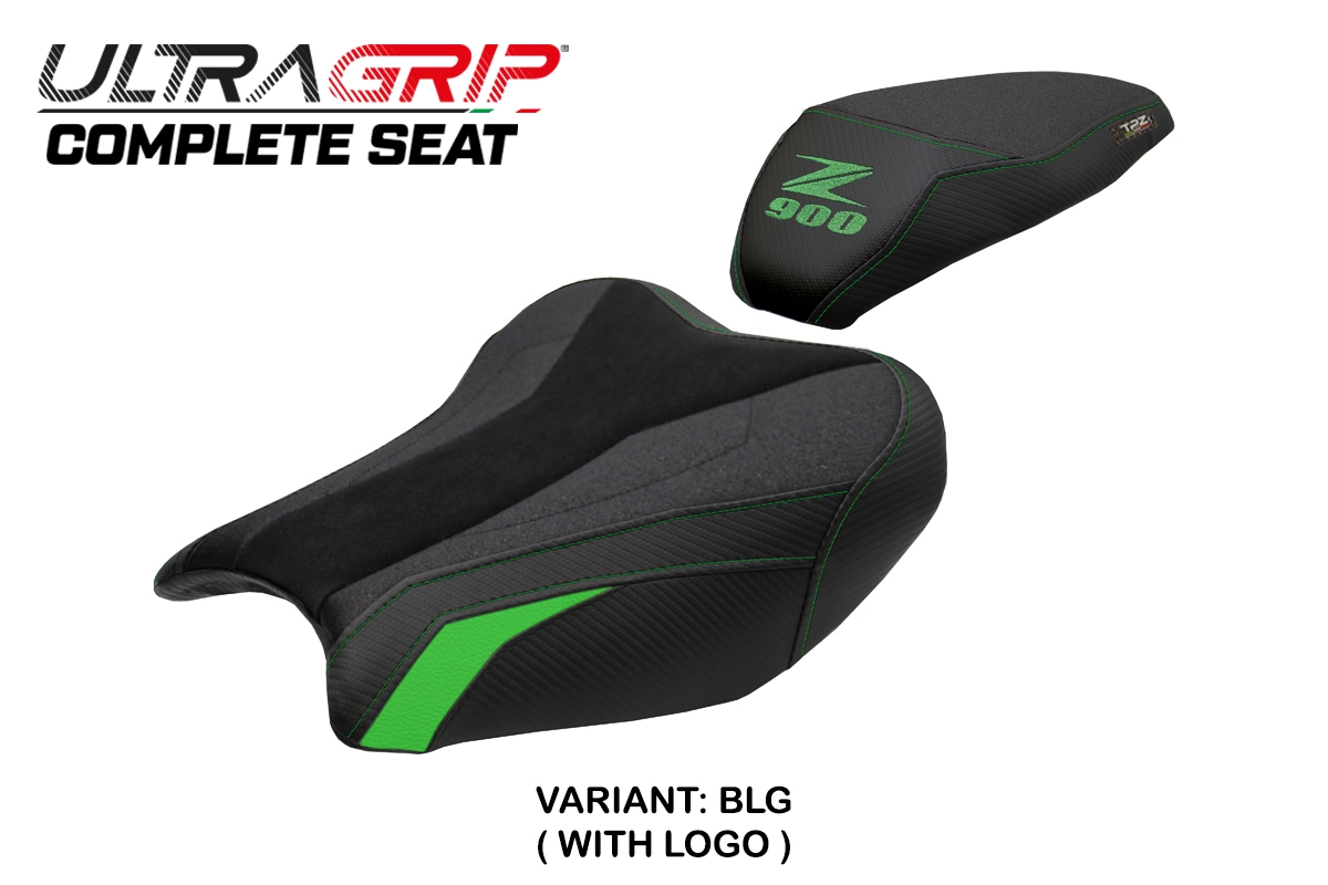 TPZ Liaka Ultragrip Black-Verde Saddle Logo Kawasaki Z900 2017-2024
