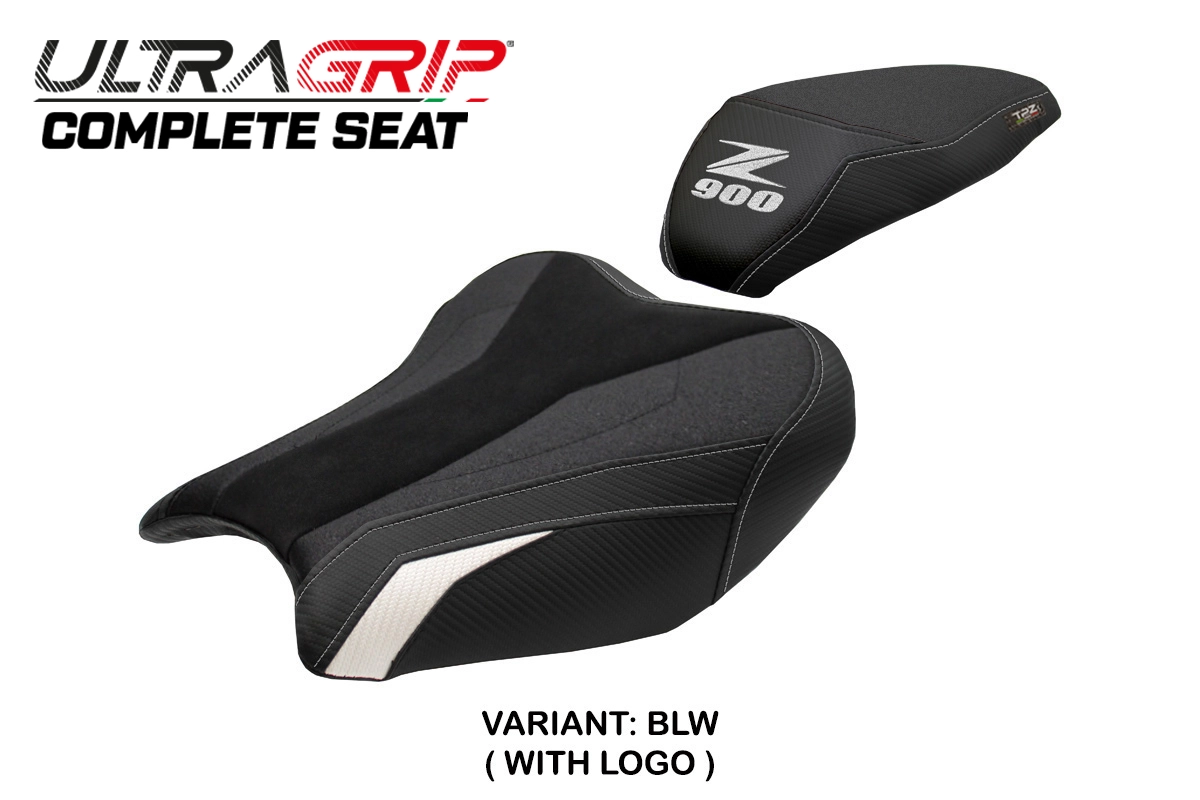 TPZ Liaka Ultragrip Black-White Saddle Logo Kawasaki Z900 2017-2024
