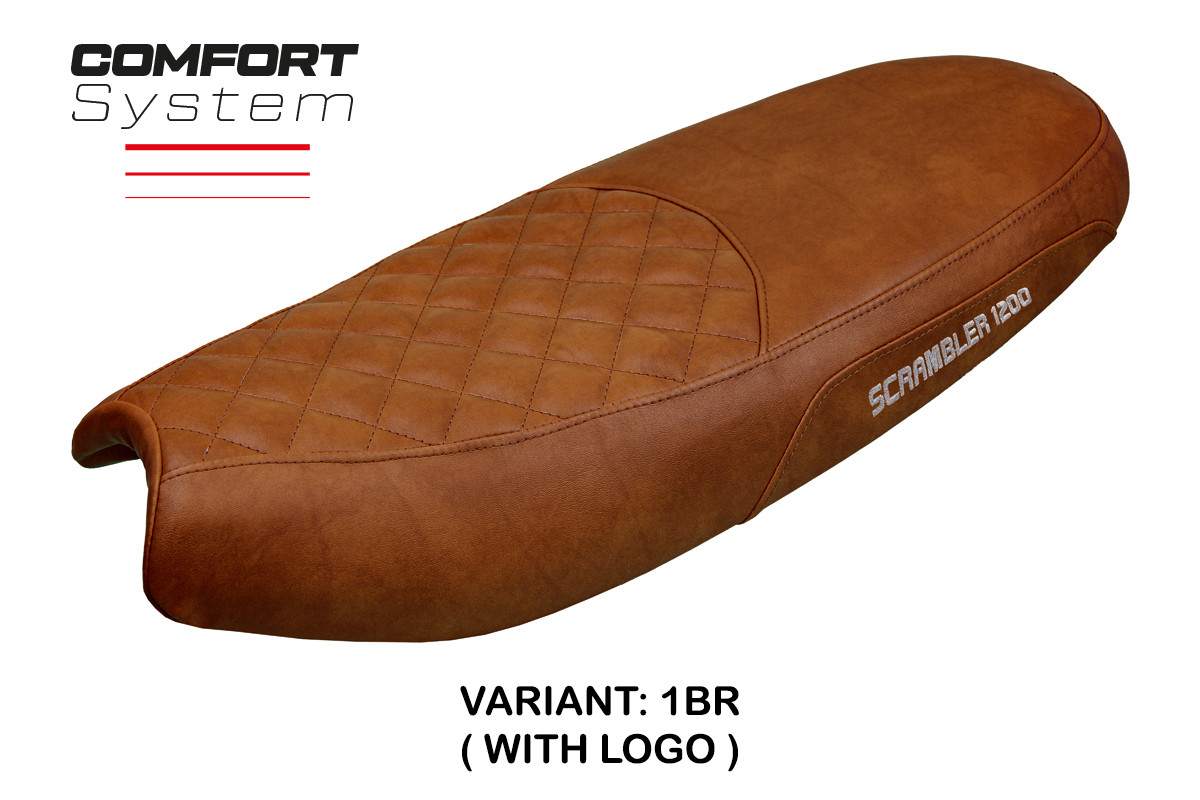 Rivestimento sella TPZ Watford Comfort Logo marrone Triumph Scrambler 1200 2019-2025