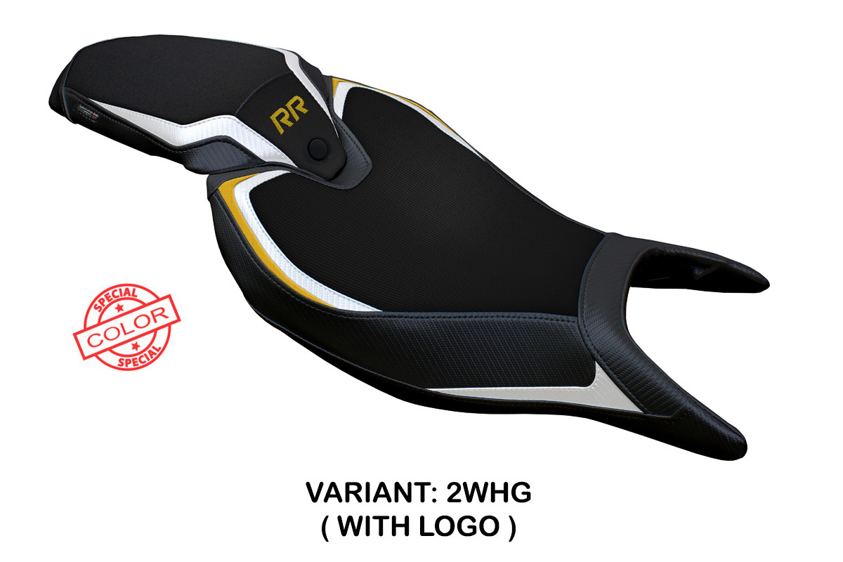Rivestimento sella TPZ Renee Logo Special bianco-oro Triumph Speed Triple 1200RR 2022-2025