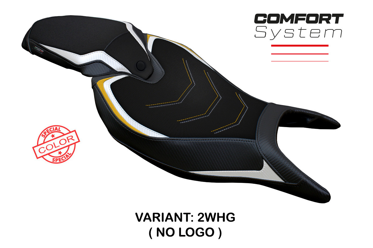 Rivestimento sella TPZ Renee Comfort Special bianco-oro Triumph Speed Triple 1200RR 2022-2025