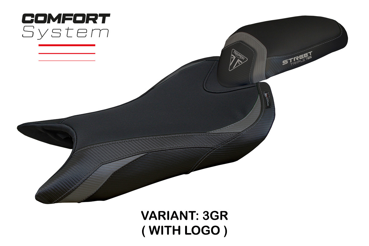 Rivestimento sella TPZ Norwich Comfort Logo grigio Triumph Street Triple 765 2023-2025
