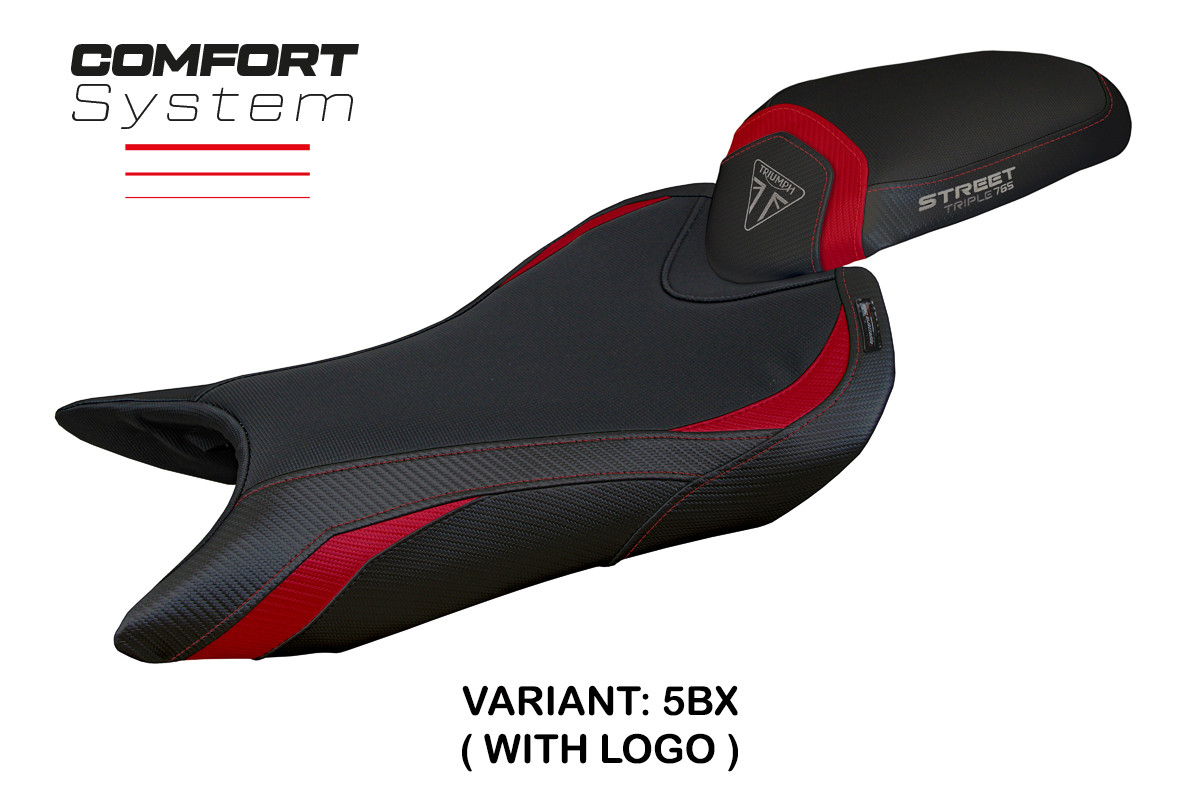 Rivestimento sella TPZ Norwich Comfort Logo bordeaux Triumph Street Triple 765 2023-2025