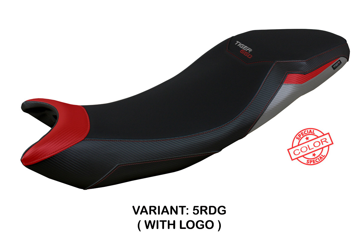 Rivestimento sella TPZ Derry Logo rosso-grigio Triumph Tiger 660 2021-2025