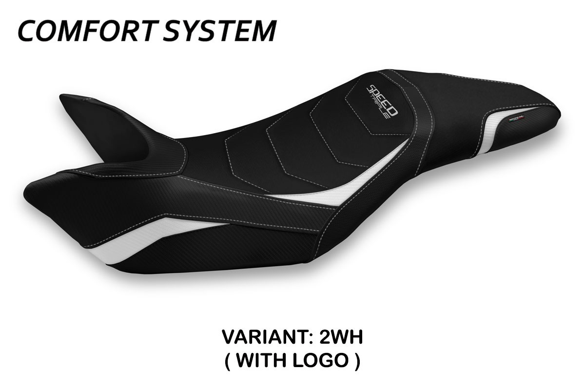TPZ Ghibellina 1 Comfort white Saddle covering Logo Triumph Speed Triple 1050 2011-2015