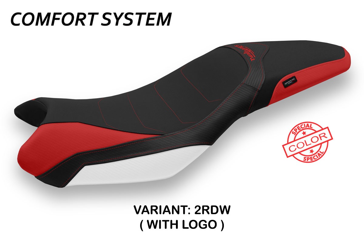 Rivestimento sella TPZ Mariposa Comfort Logo SE rosso-bianco Triumph Street Triple 675 2013-2016