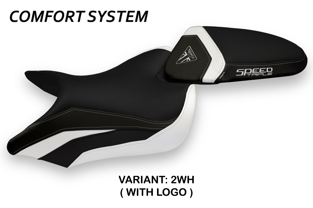 Rivestimento sella TPZ Maglie 1 Comfort Logo bianco Triumph Speed Triple 1050 2016-2021