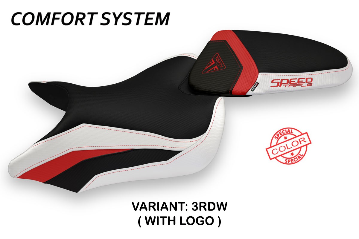 Rivestimento sella TPZ Maglie Comfort Logo Special rosso-bianco Triumph Speed Triple 1050 2016-2021