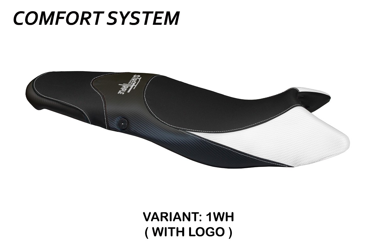 Rivestimento sella TPZ Morris 1 Comfort Logo bianco Triumph Street Triple 675 2007-2012