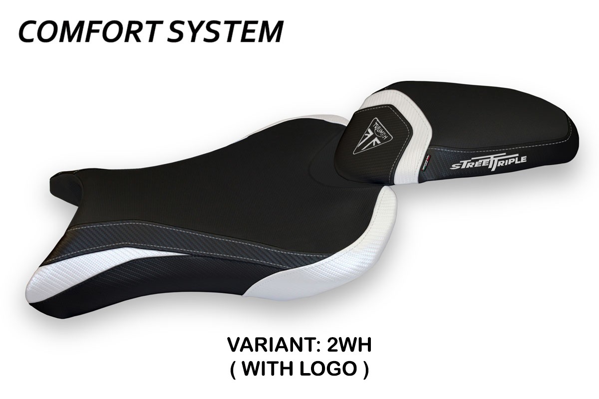 Rivestimento sella TPZ Molina 1 Comfort Logo bianco Triumph Street Triple 765 2017-2022