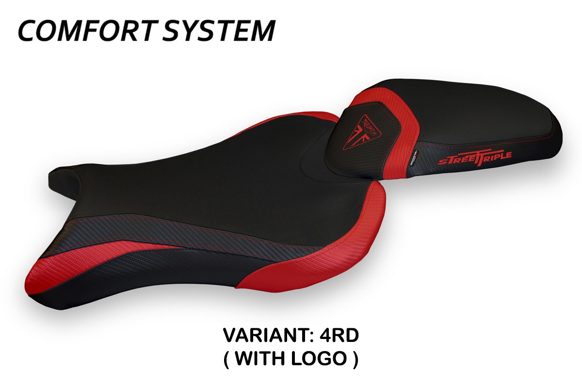 Rivestimento sella TPZ Molina 1 Comfort Logo rosso Triumph Street Triple 765 2017-2022
