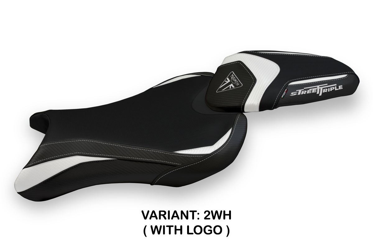 Rivestimento sella TPZ Sarzana 1 Logo bianco Triumph Street Triple 765 2017-2022