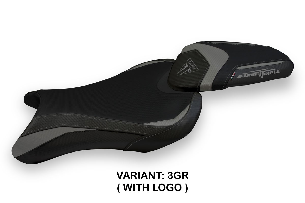 Rivestimento sella TPZ Sarzana 1 Logo grigio Triumph Street Triple 765 2017-2022