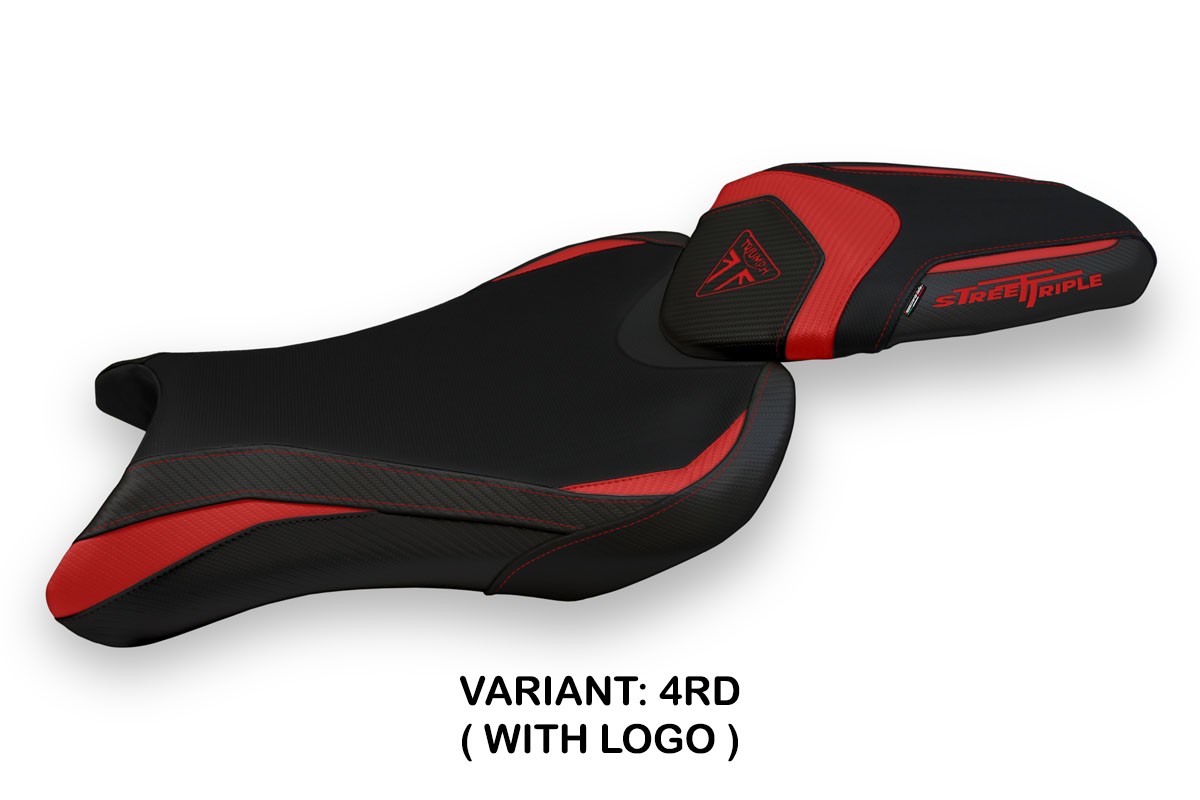 Rivestimento sella TPZ Sarzana 1 Logo rosso Triumph Street Triple 765 2017-2022