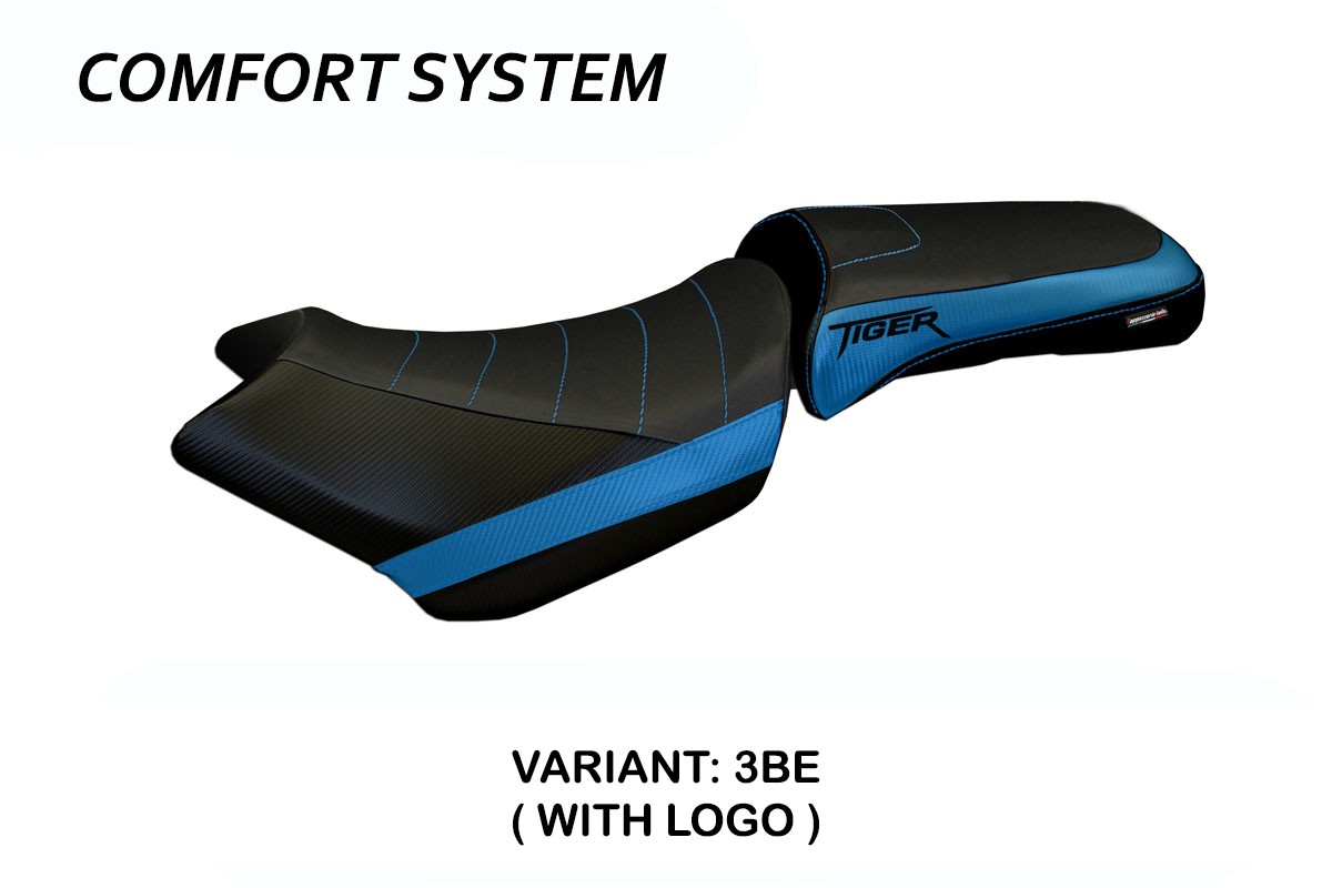 Rivestimento sella TPZ Venezia 1 Comfort Logo blu Triumph Tiger 1200 2011-2021