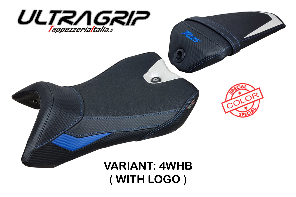 Rivestimento sella TPZ Nashik Ultragrip Logo bianco-blu Yamaha R125 2016-2018