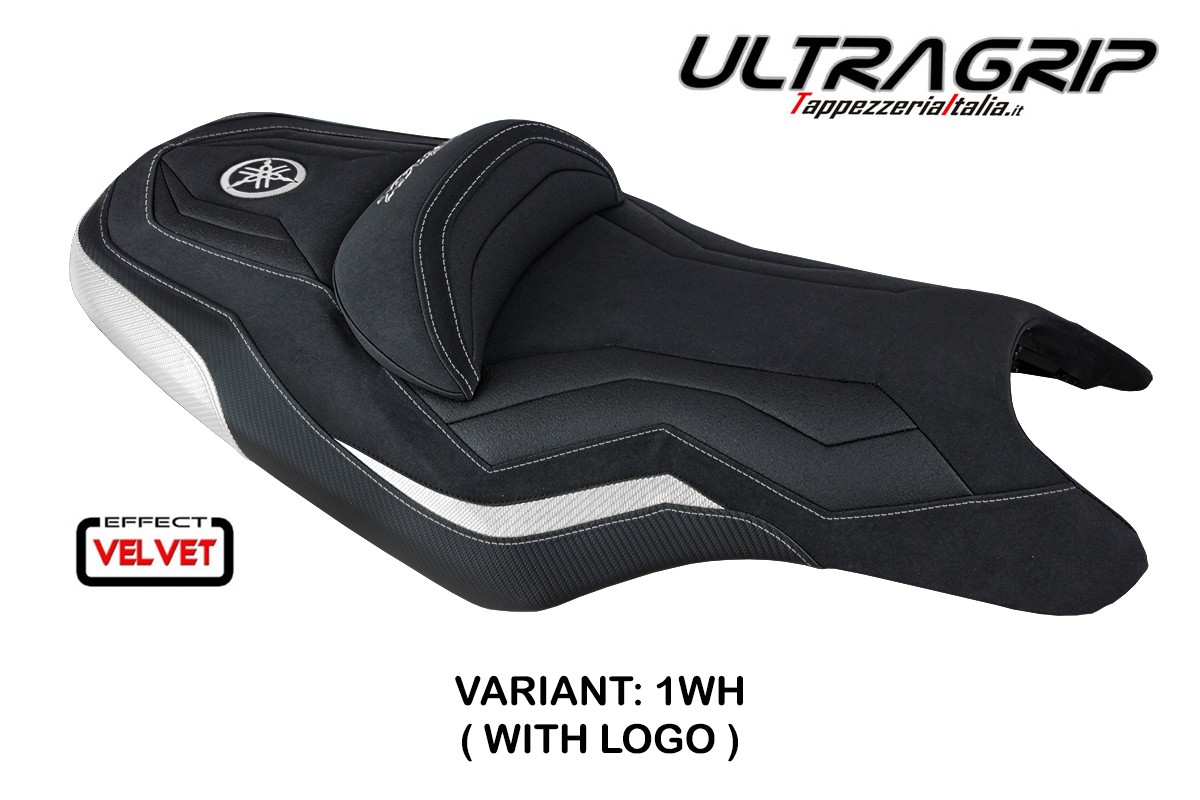 TPZ MCN Velvet Ultragrip white Saddle covering Logo Yamaha Tmax 500/530 2008-2016