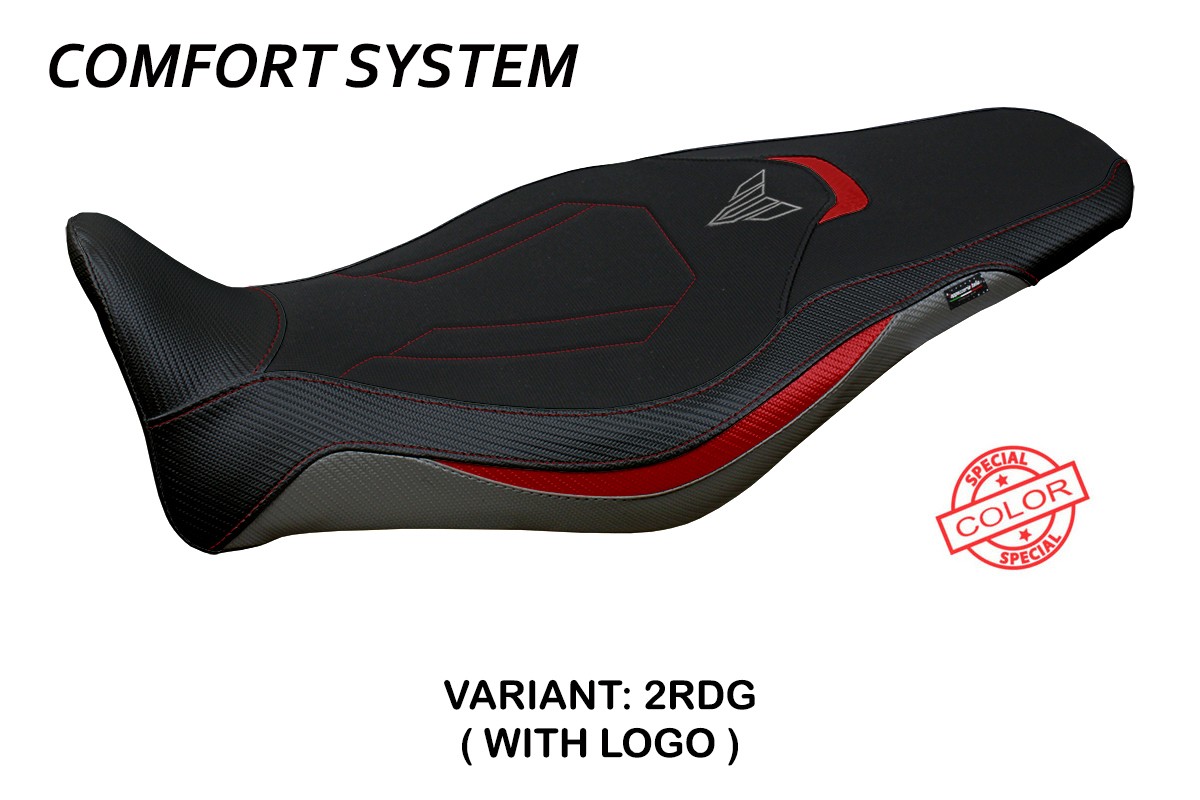 TPZ Atos Comfort Special red-grey Saddle covering Logo Yamaha MT09 2021-2023