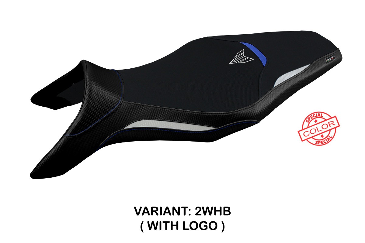 TPZ Asha Special white-blue Saddle covering Logo Yamaha MT09 2013-2020