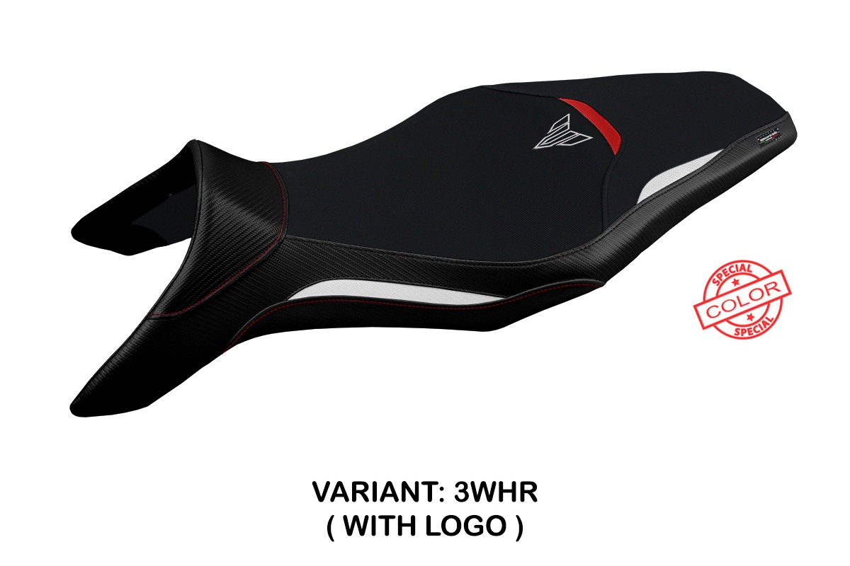 TPZ Asha Special white-red Saddle covering Logo Yamaha MT09 2013-2020