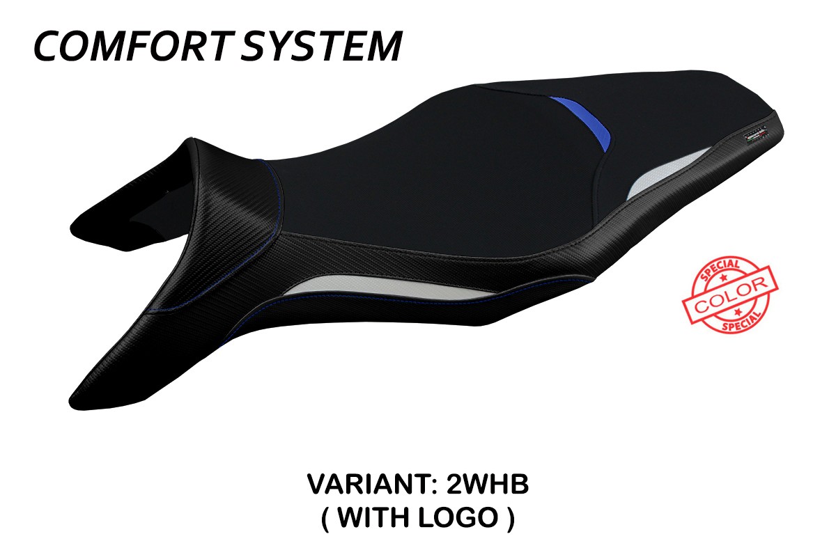 TPZ Asha Comfort Special white-blue Saddle covering Yamaha MT09 2013-2020