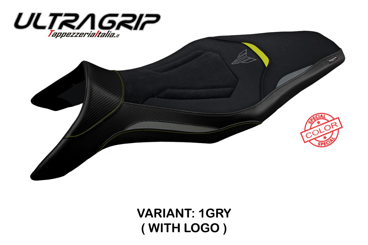TPZ Asha Ultragrip Special grey-yellow Saddle covering Logo Yamaha MT09 2013-2020