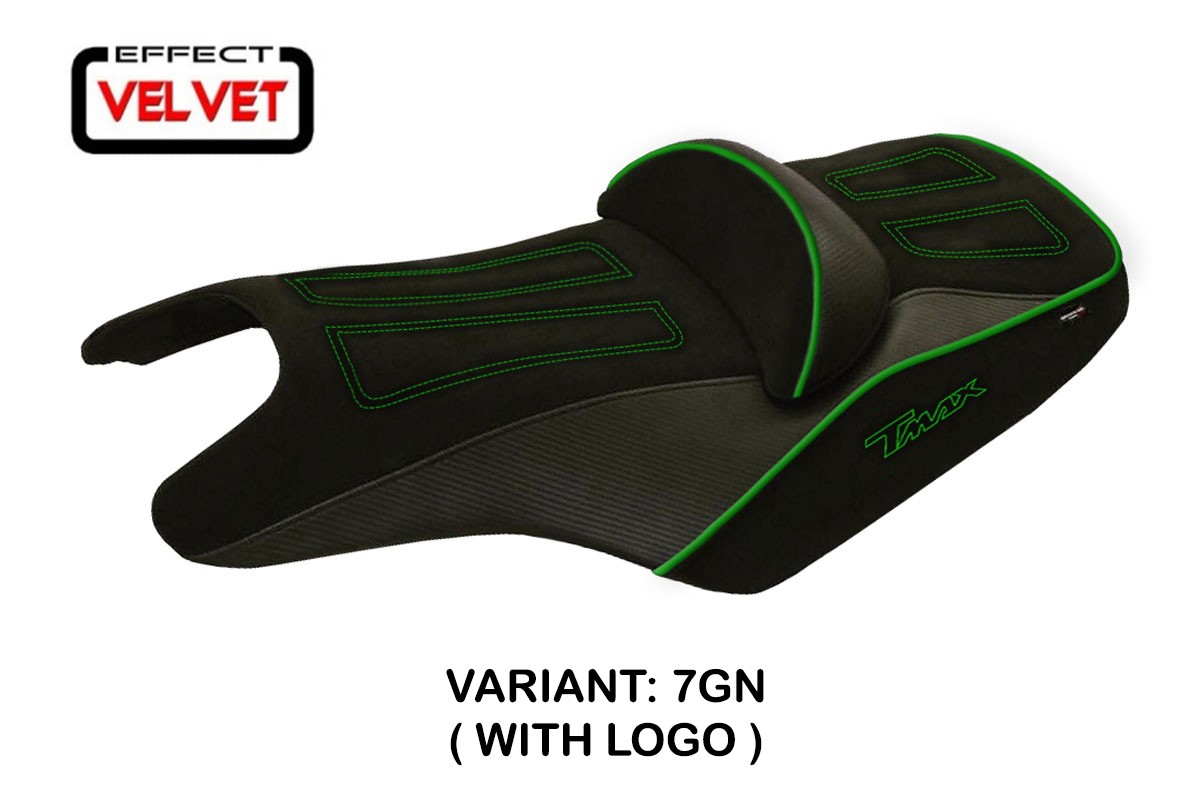 TPZ Aloi 1 Velvet green Saddle covering Logo Yamaha Tmax 500/530 2008-2016