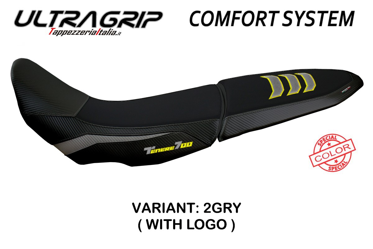 TPZ Gulfi Comfort Ultragrip grey-yellow Saddle covering Logo Yamaha Tenere 700 2019-2025