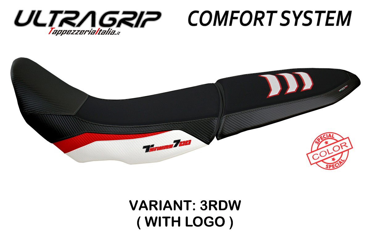 Rivestimento sella TPZ Gulfi Comfort Ultragrip Logo rosso-bianco Yamaha Tenere 700 2019-2025