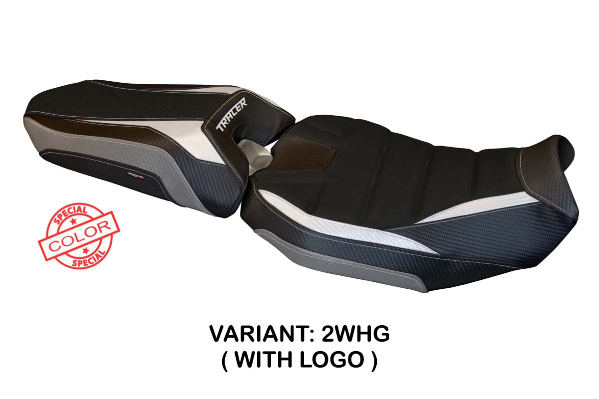 Rivestimento sella TPZ Denver 1 Logo Special bianco-grigio Yamaha Tracer 900 2018-2020