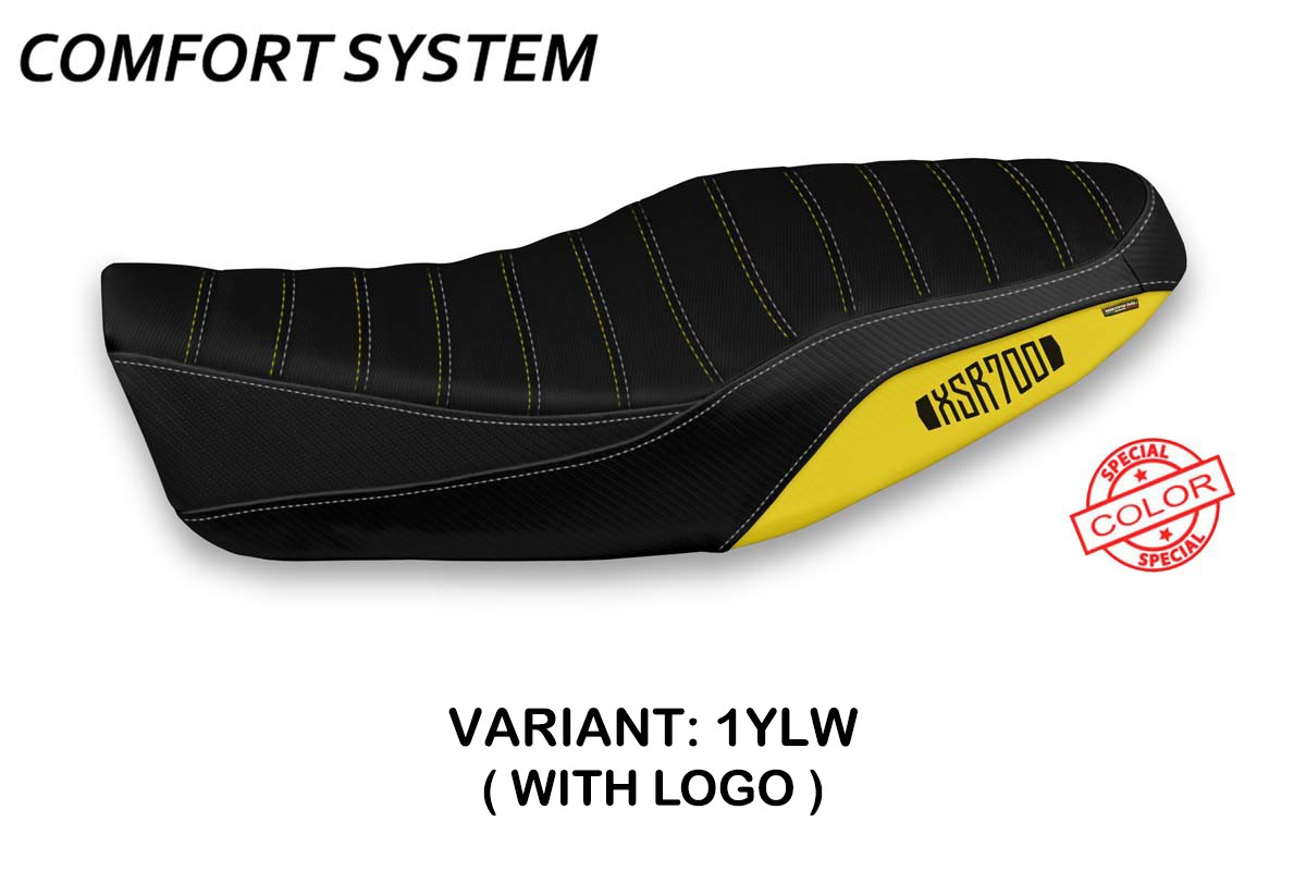 Rivestimento sella TPZ Dagda Comfort Logo Special giallo-bianco Yamaha XSR700 2016-2020