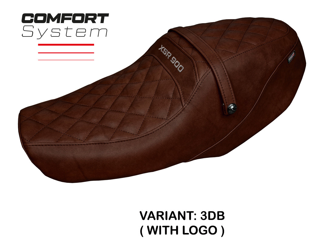TPZ Adeje Comfort dark brown Saddle covering Logo Yamaha XSR900 2022-2025