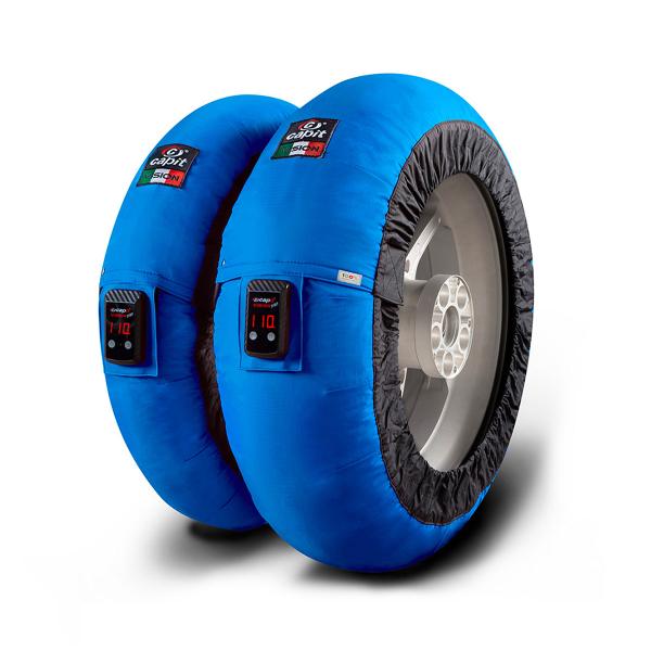 Pair of blue Capit tyrewarmers size M-L USA plug