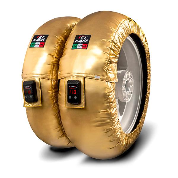Pair of gold Capit tyrewarmers size M-XL USA plug
