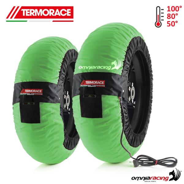 Pair of motorcycle tyrewarmer Termorace Evo green 110-140