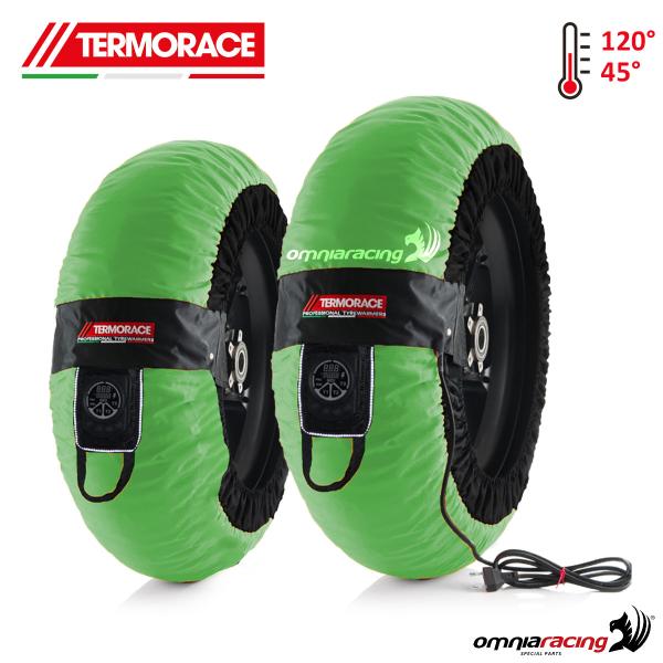 Coppia termocoperte moto radiali Termorace Tech 2XL verdi 120-180/200