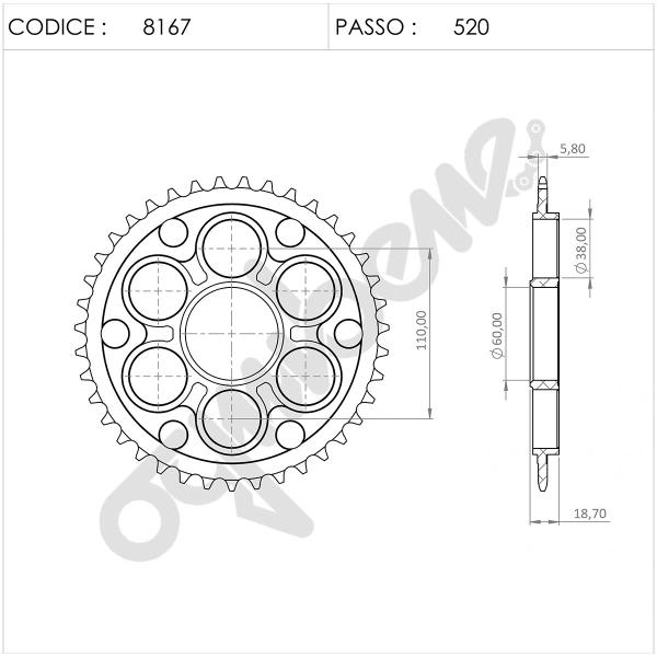 Sitta Rear sprocket size 520 Teeth Z42 Ducati Streetfighter V4/V4S 2020-2024