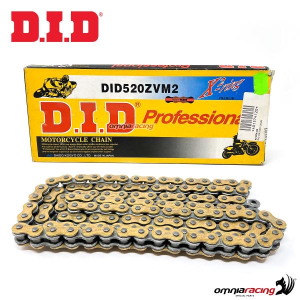 Catena DID Pro Street 520 ZVM2 B&G 120 maglie passo 520 colore nero con piastra esterna oro